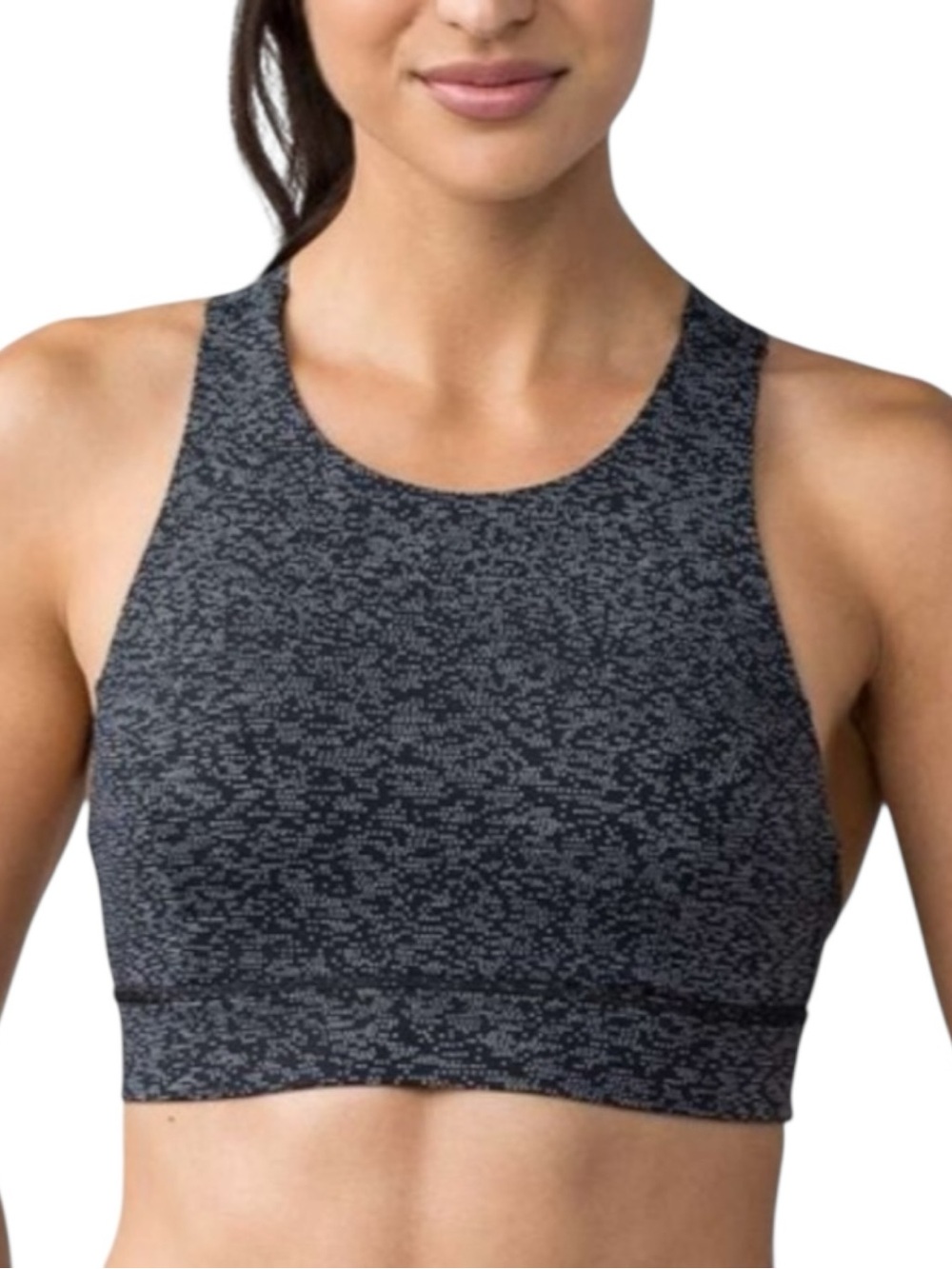 Lululemon Fast Free Bra Soundwave Black White High Neck Running Sport Size 10